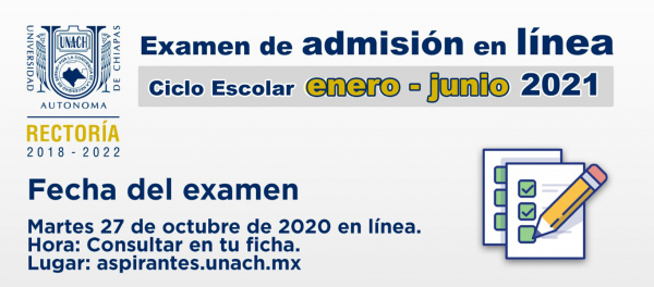 Examen de Admisión en línea ciclo escolar enero - junio 2021