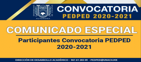 Comunicado Participantes Convocatoria PEDPED 2020-2021